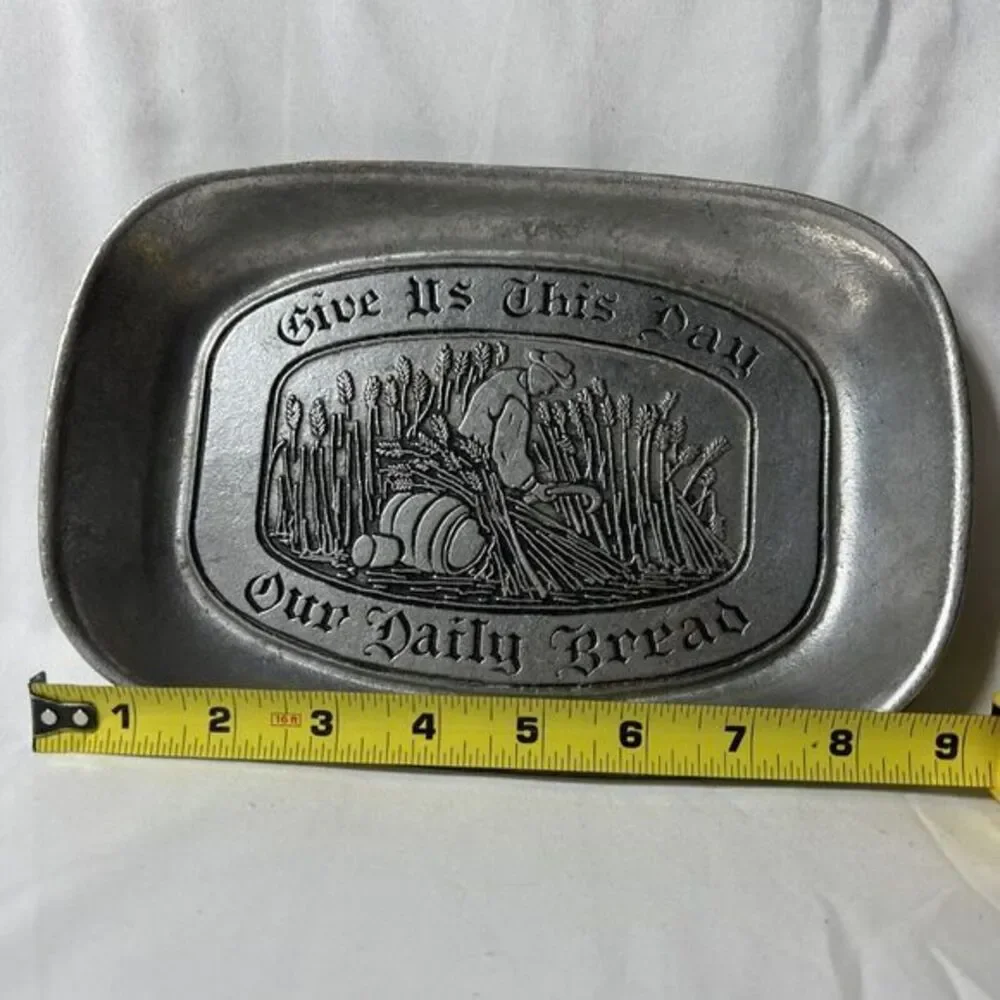 Wilton Columbia Bread Tray Plate Metalware Pewter‎ Give Us This Daily Bread